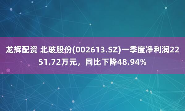 龙辉配资 北玻股份(002613.SZ)一季度净利润2251.72万元，同比下降48.94%